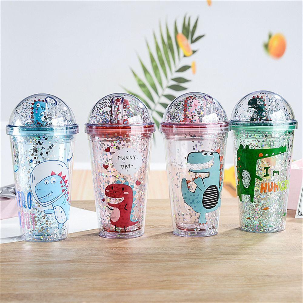 Suyo Botol Minum Portable 450ml Motif Dinosaurus Dengan Sedotan Untuk Musim Panas