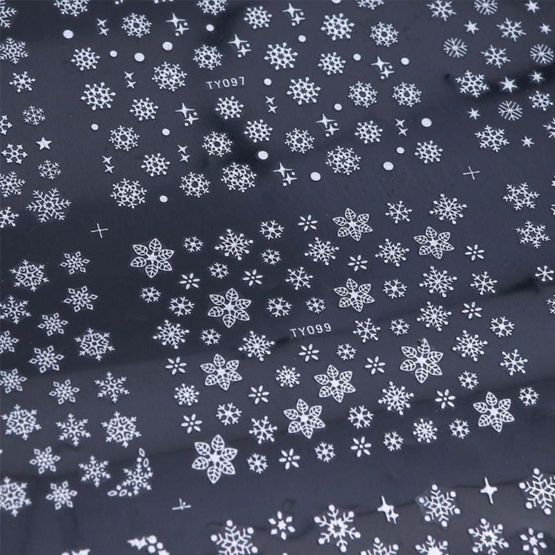 12 Lembar Stiker Kuku Desain Snowflake Natal 3D Untuk Dekorasi Nail Art