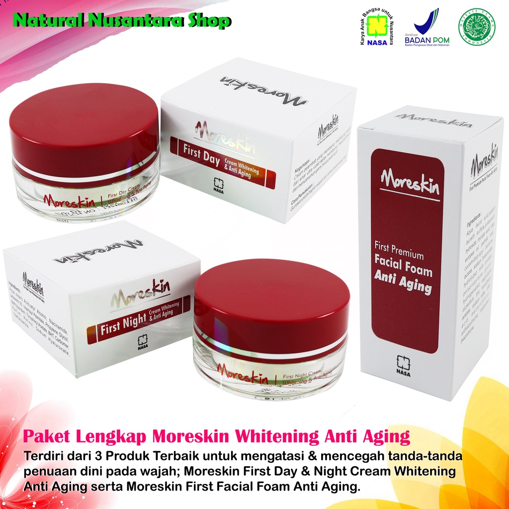 COD/PAKET EKSLUSIF MORESKIN WHITENING & ANTI AGING ORIGINAL NASA