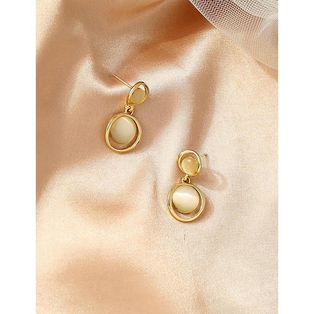 LRC Anting Tusuk Fashion Geometric Opal Geometric Round Alloy Earrings K42843