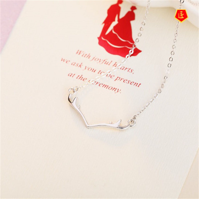 [Ready Stock]Simple Silver Elk Necklace Korean Style Fashion Special-Interest
