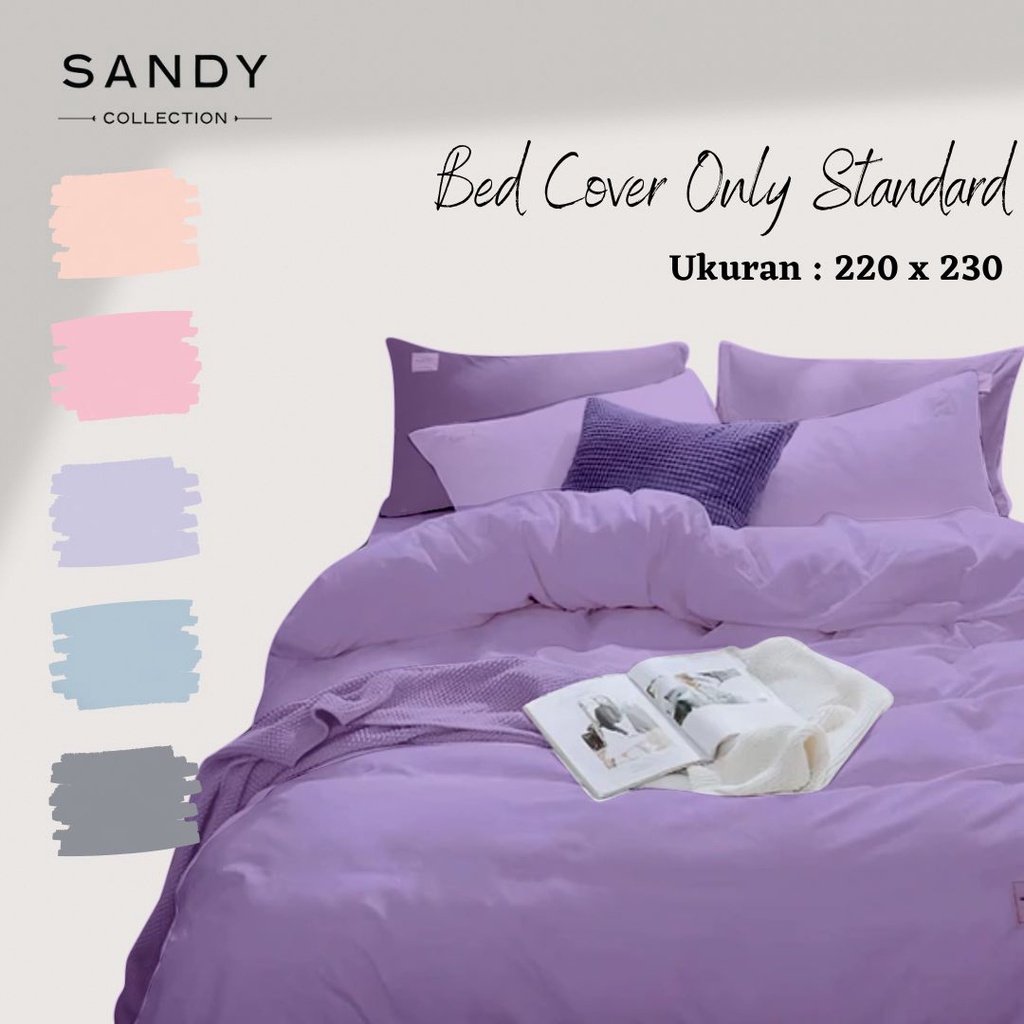 Bedcover Only/ Bedcover Saja Sandy Collection Polos Ukuran Dewasa 210x230cm