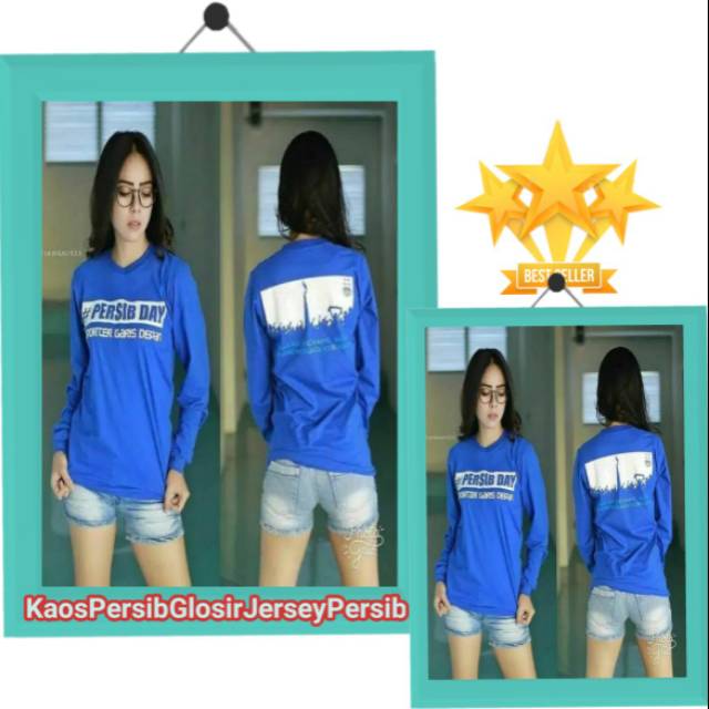 Kaos Persib day panjang biru pria wanita grosir