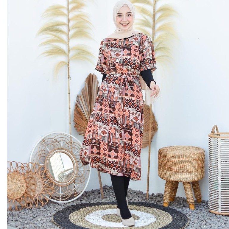 Miranda Midi Dress Batik Corak / Batik Dress Wanita