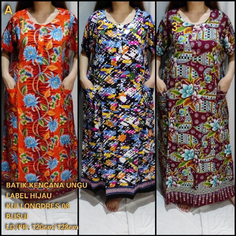 DASTER LONGDRESS JOMBO KENCANA UNGU LEBEL BIRU(KUB.08)ASLI QUALTY BATIK KENCANA UNGU
