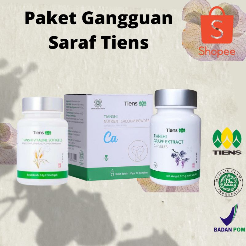 Tiens Paket Gangguan Saraf Original ( Grape extrak + Vitaline + Calsium )