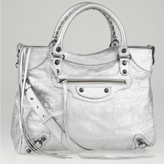 balenciaga velo silver shoulder sling bag preloved authentic second asli original
