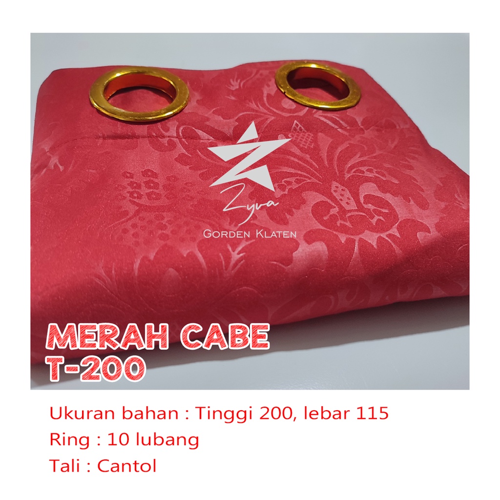 Gorden Polos Embos murah smokring 12 lubang Pintu Jendela Gorden Coklat polos Gordyn Hordeng Tirai-MERH CABE 200X115