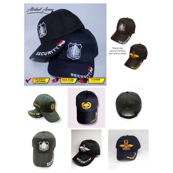 Topi Security satpam jaring doublemess polos linmas