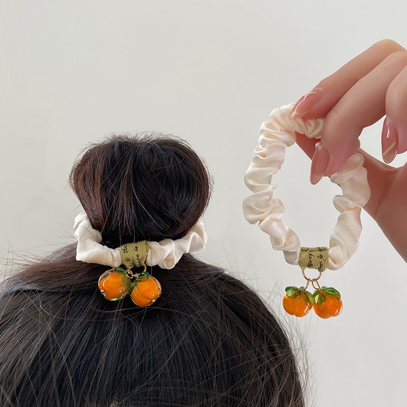 Srunchie Kerut Wanita Korean Style Lucu Dengan Aksen Buah - Ikat Rambut Wanita Aksen Buah / gelang wanita korea