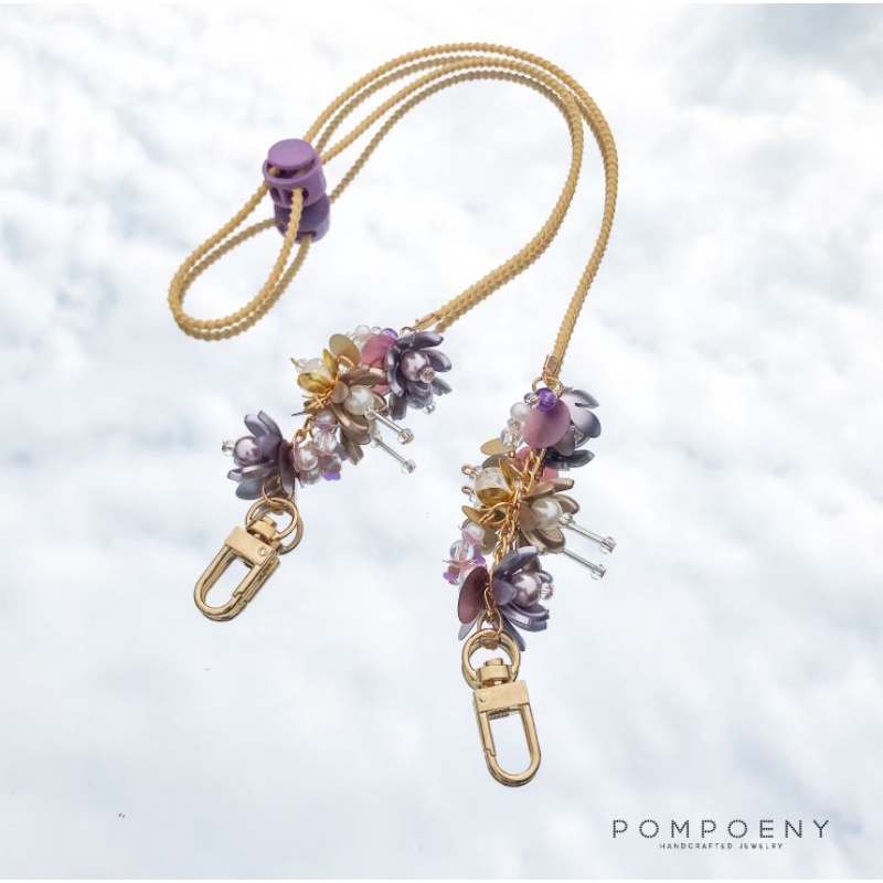 Strap Mask / Rangkai Strap Masker / Pengait Masker Hijab / Tali Gantungan Masker / Headloop / 2in1 Tali Masker / Tali Masker Premium / Konektor Masker / Konektor Masker Hijab / POMPOENY