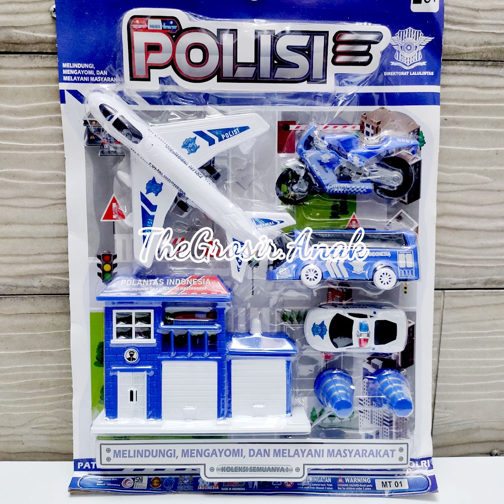 Polisi Series MT01 Mainan Pesawat Mobil Bis Sepeda Motor Police Car