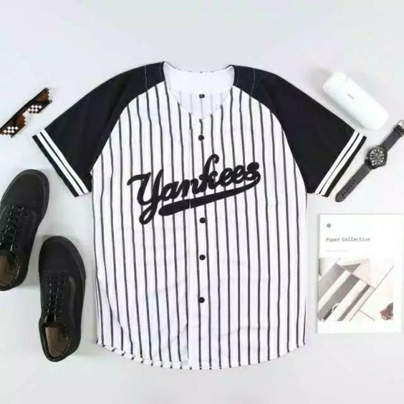 Jersey Baseball salur Putih / kaos jersey baseball/ Baseball Jersey Pria dan wanita