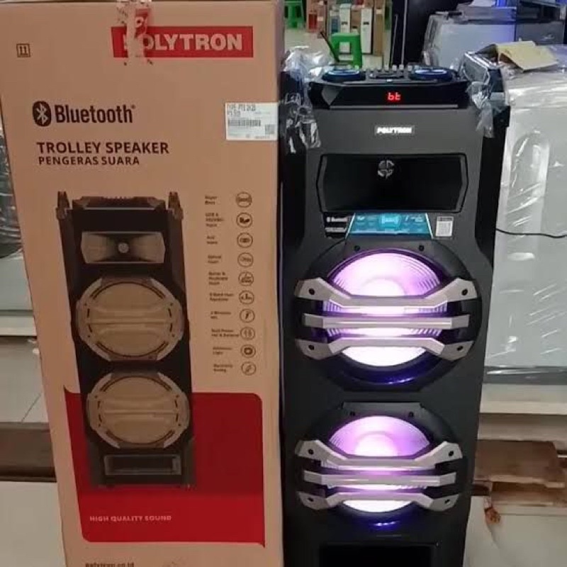 POLYTRON PTS 12KF25 TROLLEY SPEAKER PORTABLE POLYTRON DOUBLE 12 INCH POLYTRON PTS12 KF 25 POLYTRON 1