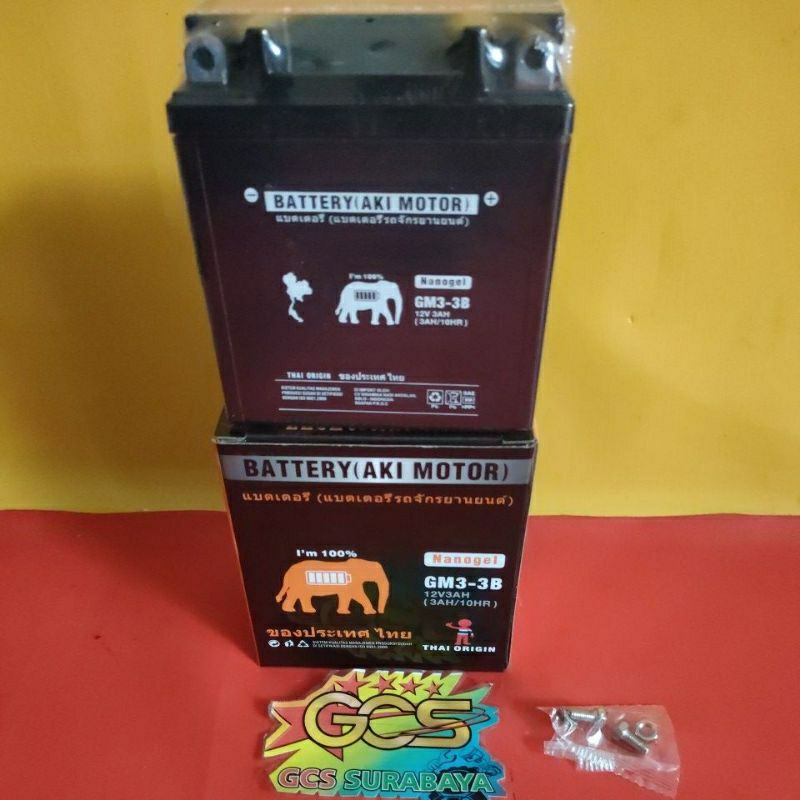 Aki kering.nanogel GM3-3B 5AH.aki Rx king,satria 2 tak,ninja rr,ninja Ss 2 T ,Thai origin