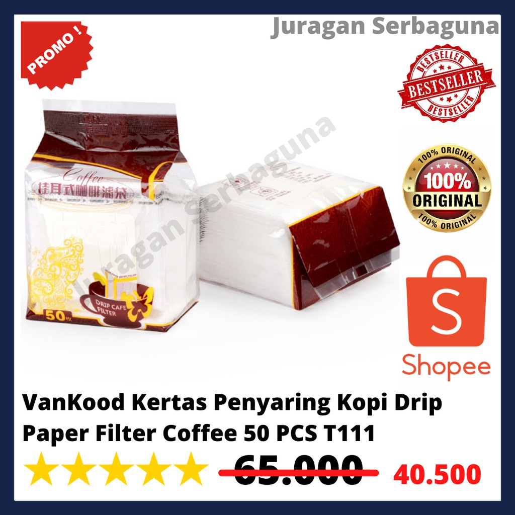 VanKood Kertas Penyaring Kopi Drip  Paper Filter Coffee 50 PCS T111