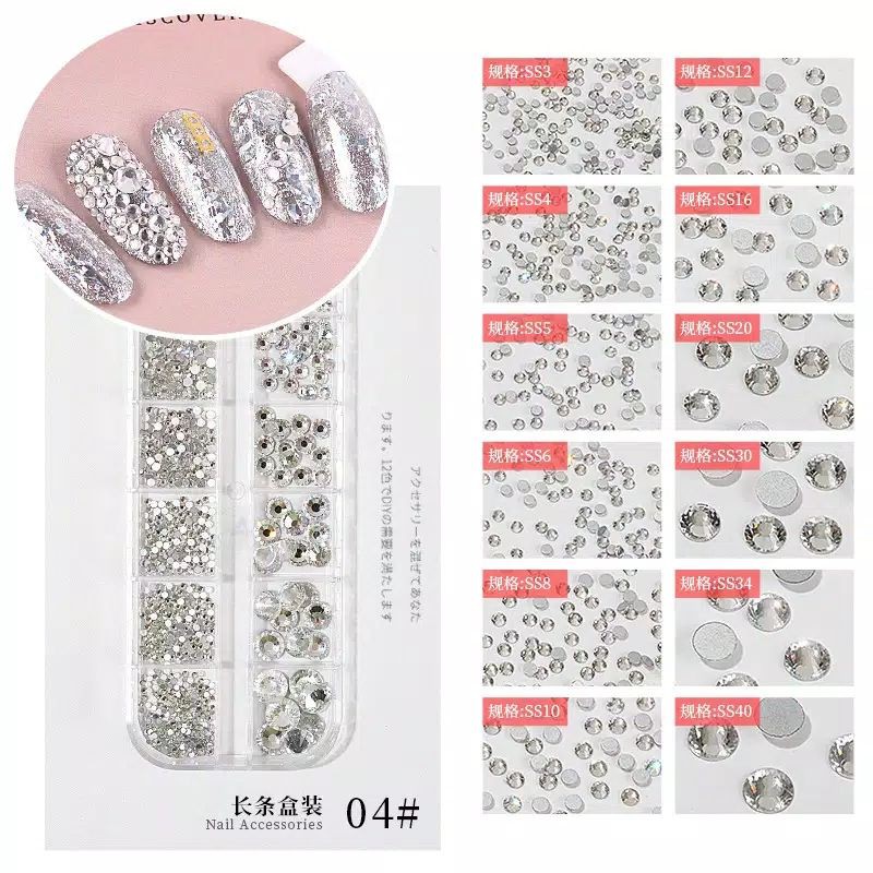 12 SET 3D NAIL ART RHINESTONE DIAMONDS GEMS / DECORATION NAIL ART DIY / HIASAN NAIL ART