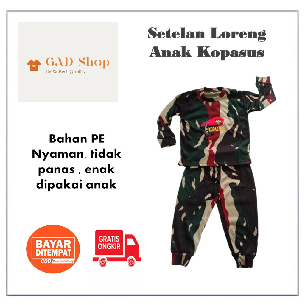SETELAN KAOS ANAK LORENG ARMY TENTARA POLISI TACTICAL TNI HARIAN MURAH / BAJU LAKI-LAKI / PEREMPUAN