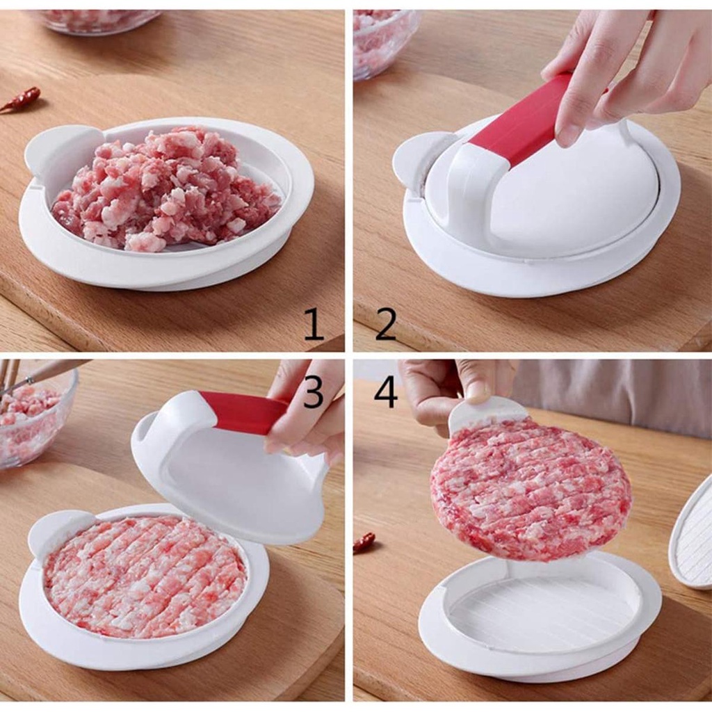 [Elegan] Hamburger Press Cooking Kitchen Dengan 100lembar Kertas Pengganti Manual Beef Non-stick Burger Maker