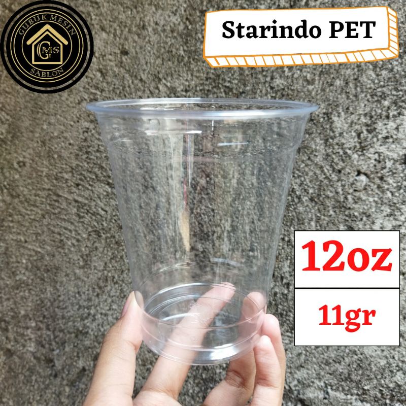 Starindo PET 12oz Datar (Hanya Gelas)