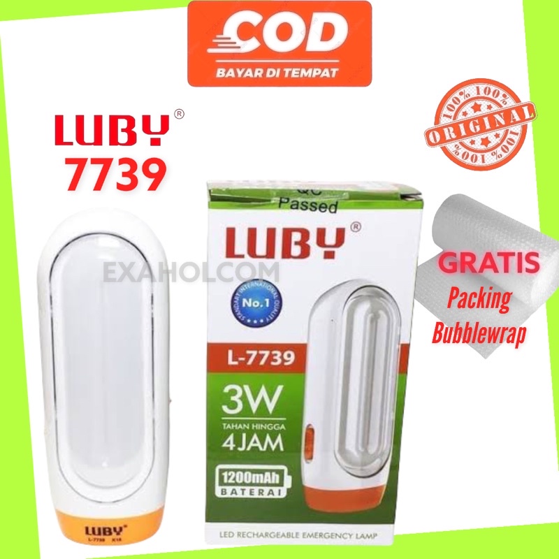 Luby Lampu Emergency L-7739 3W Light LED 20 SMD + 1W Senter Luby L7678 Luby 7678 FREE Cable