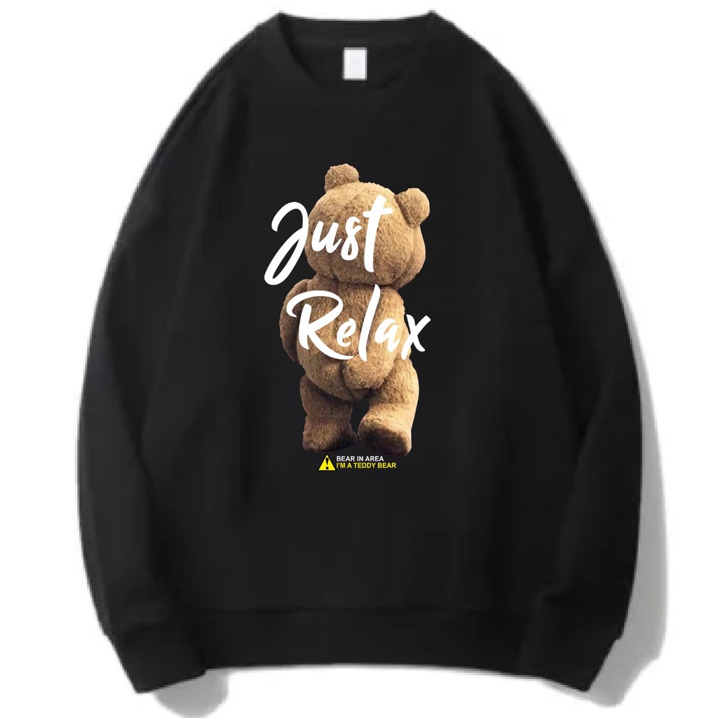 SWEATER JUST RELAX TEDDY BEAR CREWNECK