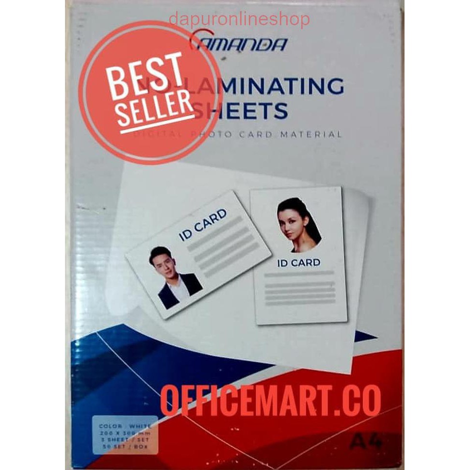 

PROMO Kertas PVC Bahan ID Card Instan 50 Set Merk Amanda ORI