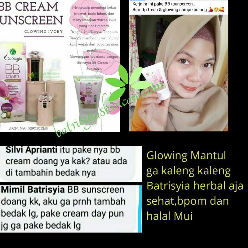 BB cream Sunscreen glowing Batrisyia Herbal Tabir Surya bpom Batrisya