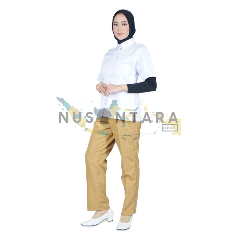 Seragam Pns Putih Lengan Pendek Wanita Setelan Kemeja Pdh ROK &amp; CELANA Khaky Pns Seragam Pns Wanita Baju Pemda Wanita Baju Putih Pns