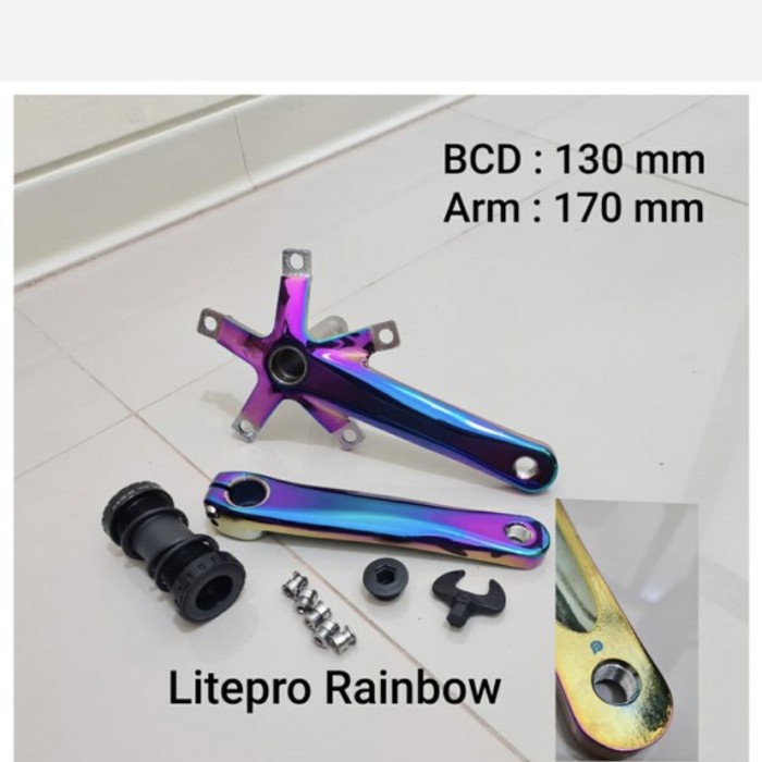 Crank Arm Litepro HT2 edisi Rainbow Hollowtec limited