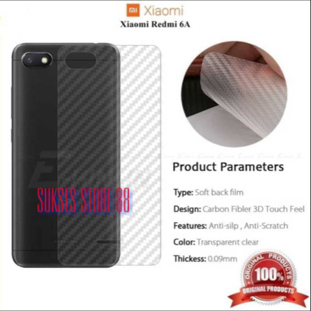 SKIN CARBON XIAOMI REDMI 6A - ANTI GORES BELAKANG XIAOMI REDMI 6A - BC