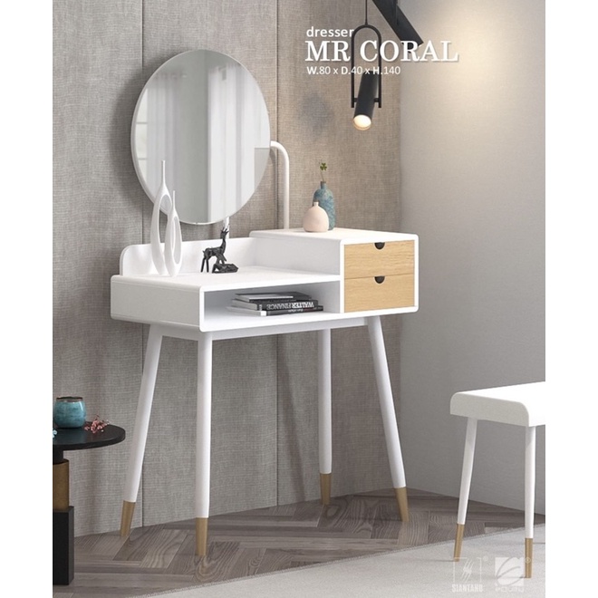 Meja rias Coral / meja rias minimalis / meja rias kaki besi / meja rias putih / meja rias siantano /