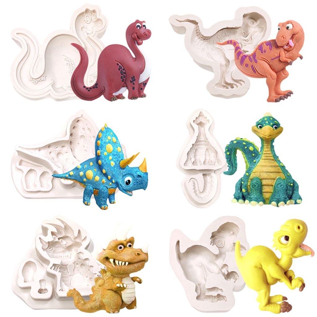 【 ELEGANT 】 Cetakan Fondant Permen Cookies DIY Dinosaurus Lucu Silicone Baking Tools Cetakan Coklat