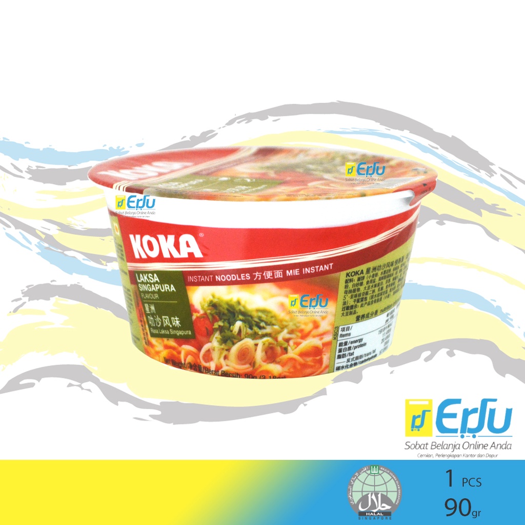 Koka Bowl Laksa Singapura Mie Instan Kuah  Laksa Khas Singapura Halal Singapore - 90gr