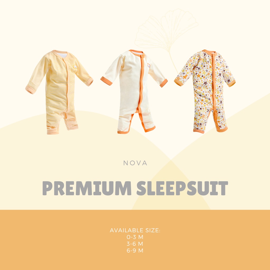 3 Pcs Sleepsuit Premium Nova 0-3 3-6 6-9 Bulan Baju Kodok Bayi Jumper Baby Newborn