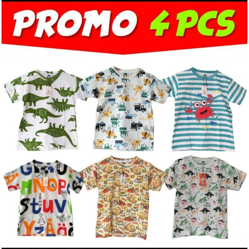 PROMO 4 PCS KAOS ANAK BUNNYKIDSBEE FULLPRINT