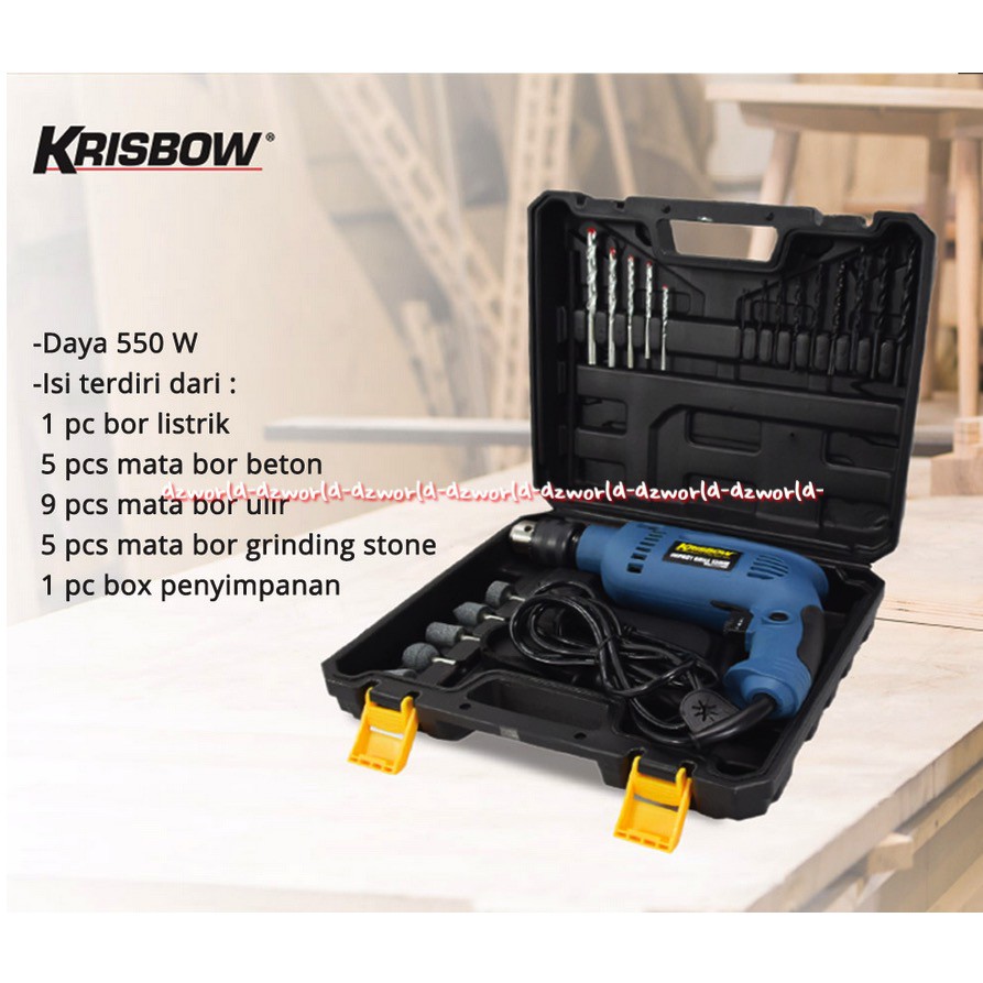 Krisbow Set Bor Listrik 21pcs Peralatan Tukang Alat Untuk Bag Bor Electric 1set dengan Tas Kris