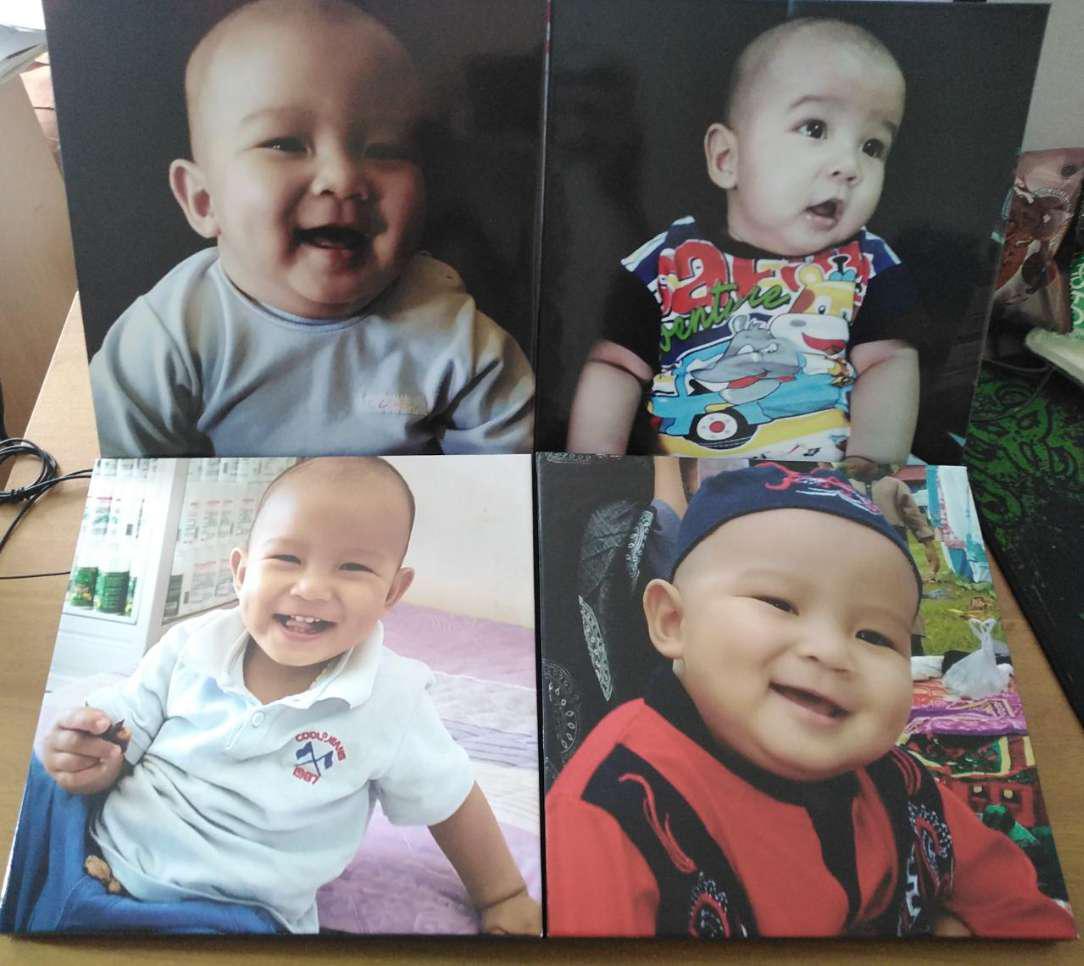 Cetak Foto (custom) 23x23 4pcs Plus Frame Wall Decor Hiasan Dinding Dekorasi Kamar  Kayu Murah