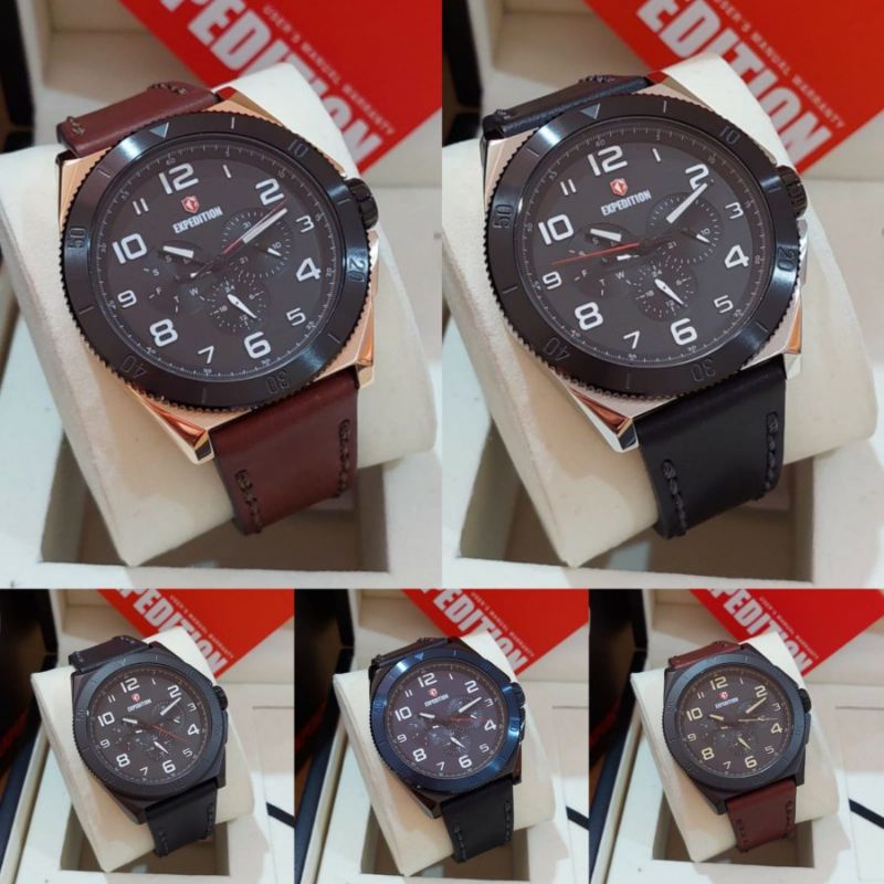 JAM TANGAN PRIA EXPEDITION E6823/e6823 TALI KULIT ORIGINAL