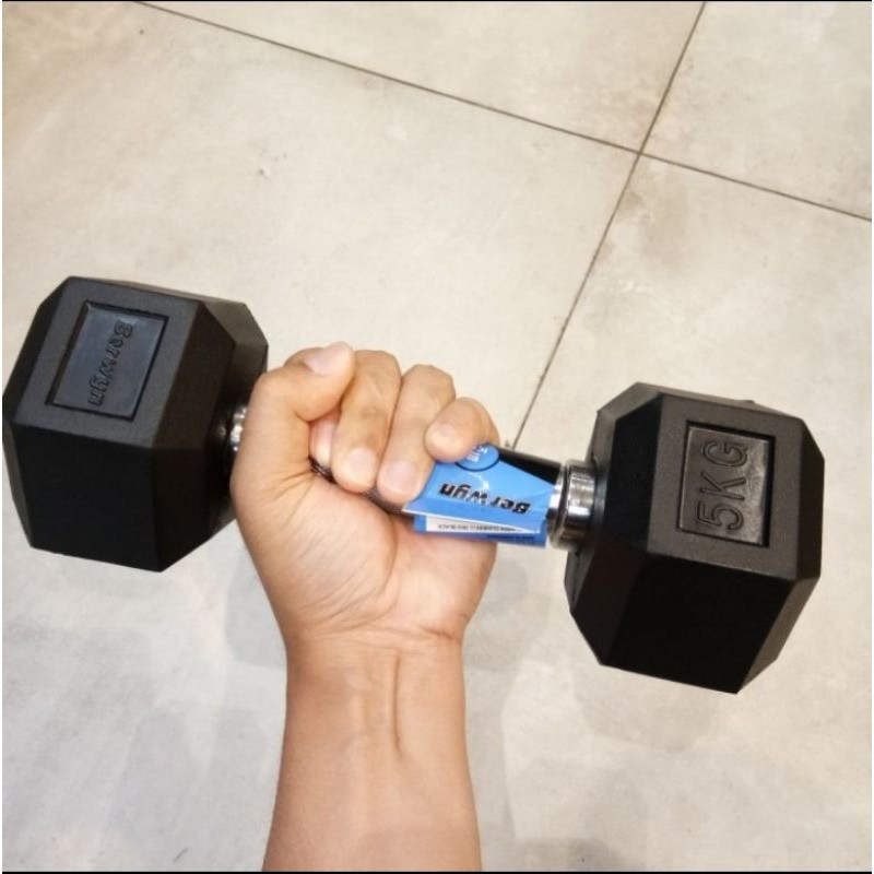 Berwyn dumbell karet hexagonal 5 kg