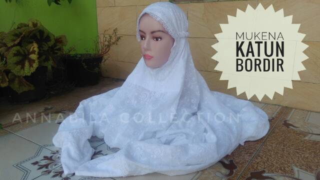 Mukena Katun Paris Full Bordir Terusan Annabila Collection