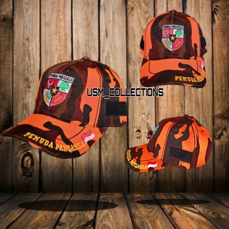 TOPI LORENG PP (PEMUDA PANCASILA) BORDIR LOGO / TOPI PEMUDA PANCASILA