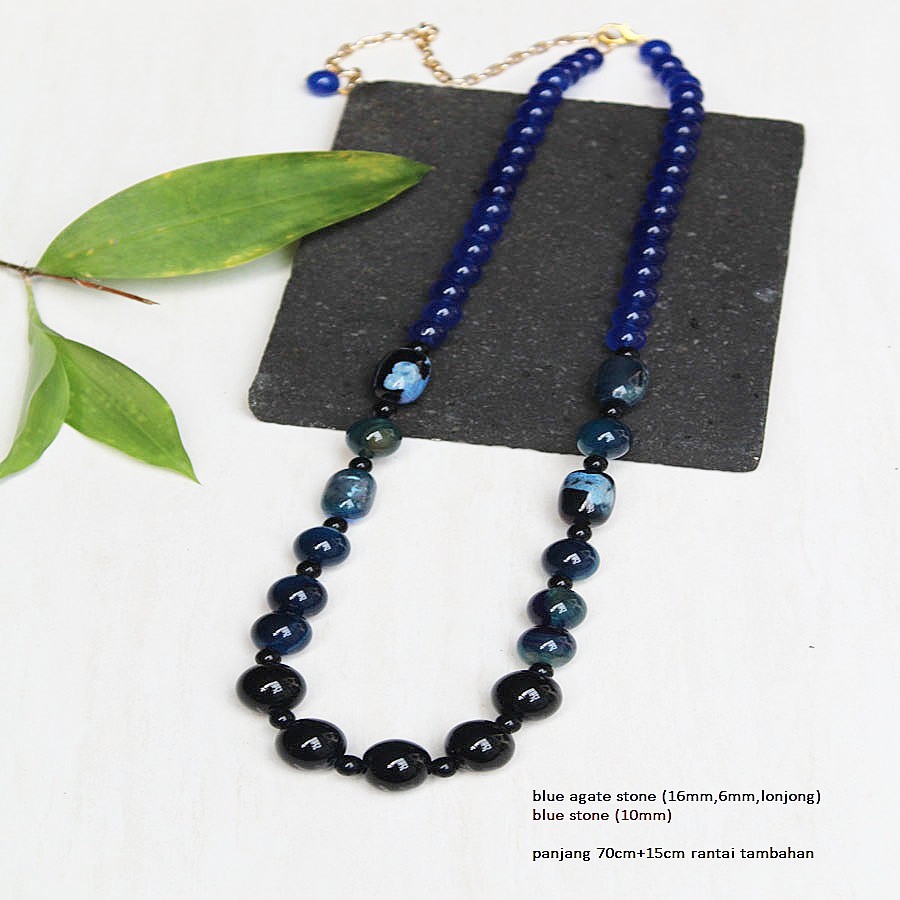 Kalung batu Blue Agate