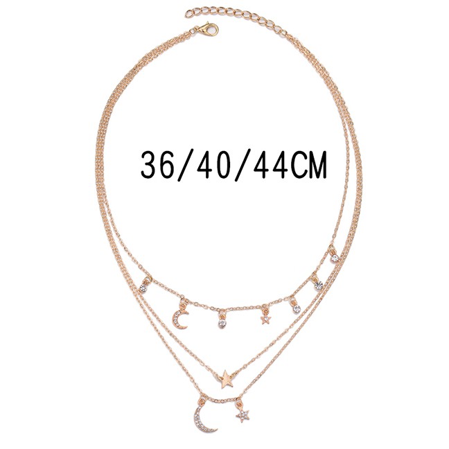 LRC Kalung Fashion Gold Color Alloy Multilayer Crescent P82883