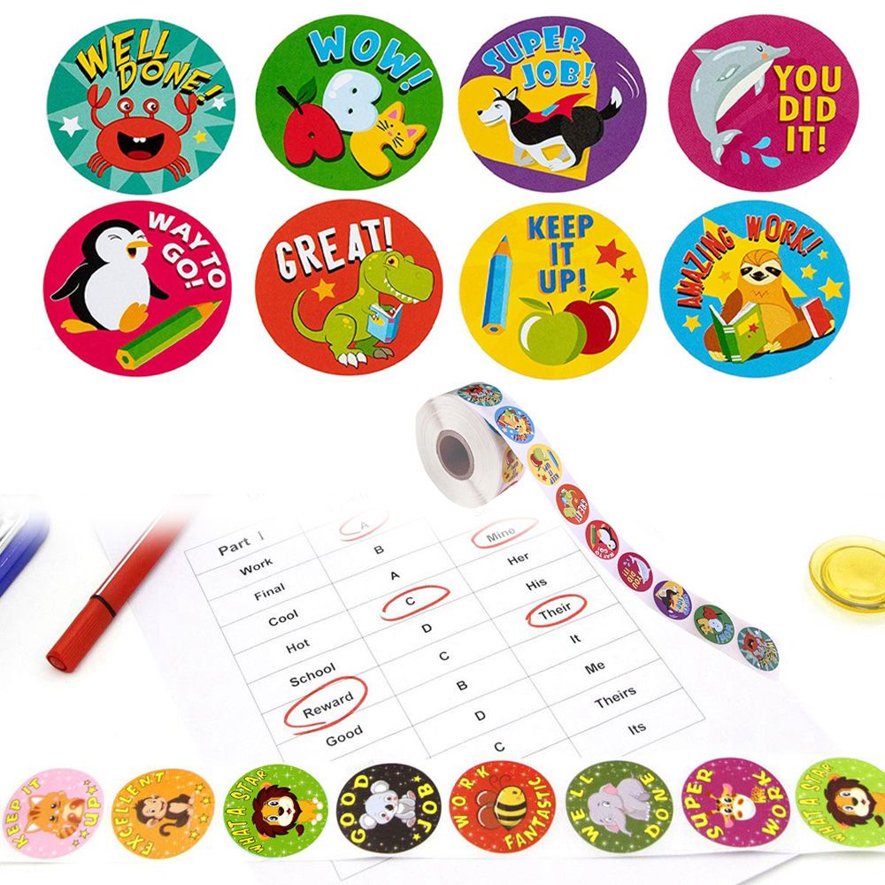 QUINTON small reward stickers motivational school supplies teacher supplies well done school 500pcs/roll students class rewards cute sticker sheets