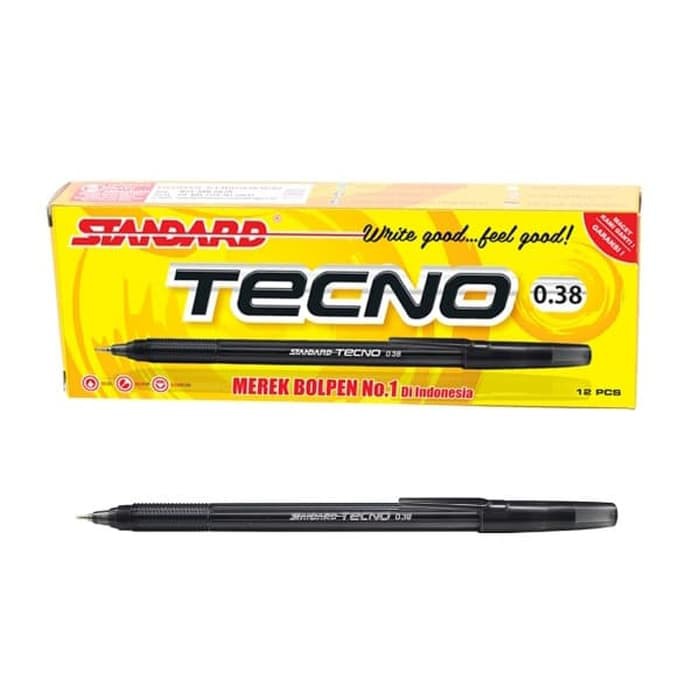 

Standard TECHN0 Tip 0.38mm / Ballpoint Standard Hitam dan Biru / Pulpen standar techno