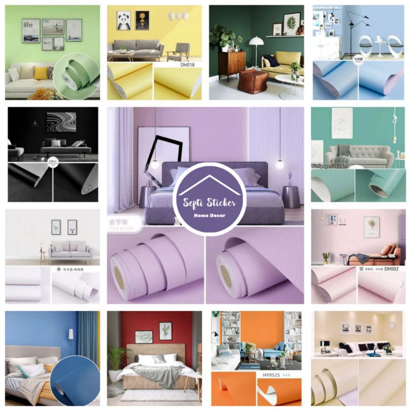 Wallpaper dinding doff polos 45 cm x 1 meter