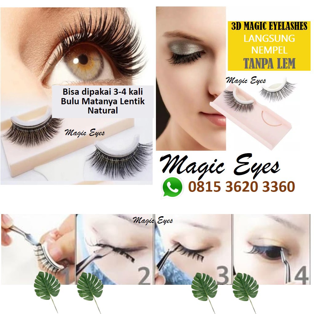 NO GLUE EYELASHES/Bulu Mata Palsu 3D Tanpa Lem Liddy Eyelash Fake Eyelashes Korean Eyelash