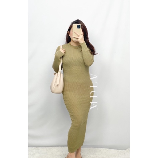 MDLV ~ Long Dress Issey Rajut Bodycon Dress Rajut