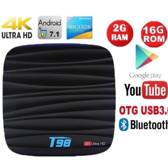 T98 RAM 2GB ROM 16GB - Android Smart TV Box Nougat 7.1 4K FULL KODI ary55 Murah